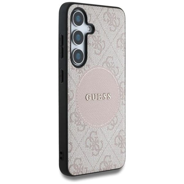 Coque Guess 4G Round Patch Classic Logo MagSafe för Samsung Galaxy S25+ (rosa)