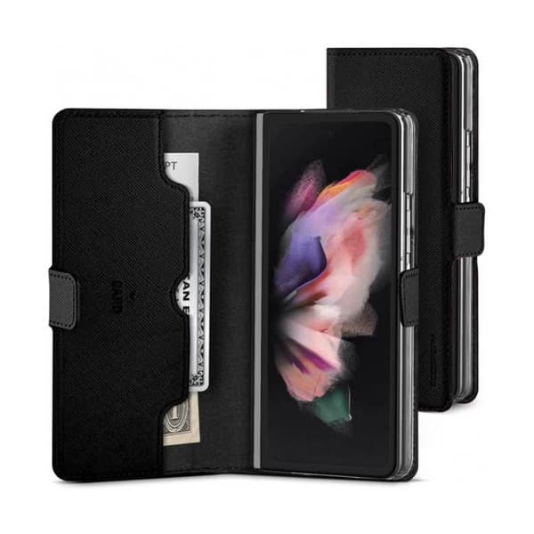 Fodral för Galaxy Z Fold 4 Foliomagnet med sedelholdare Mercury Svart