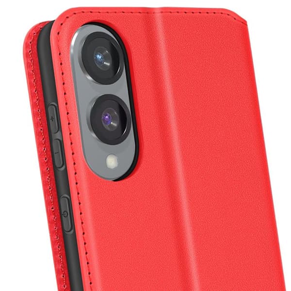 Fodral för Samsung S25 Edge med Klipplock, Kortficka och Video Stöd Röd