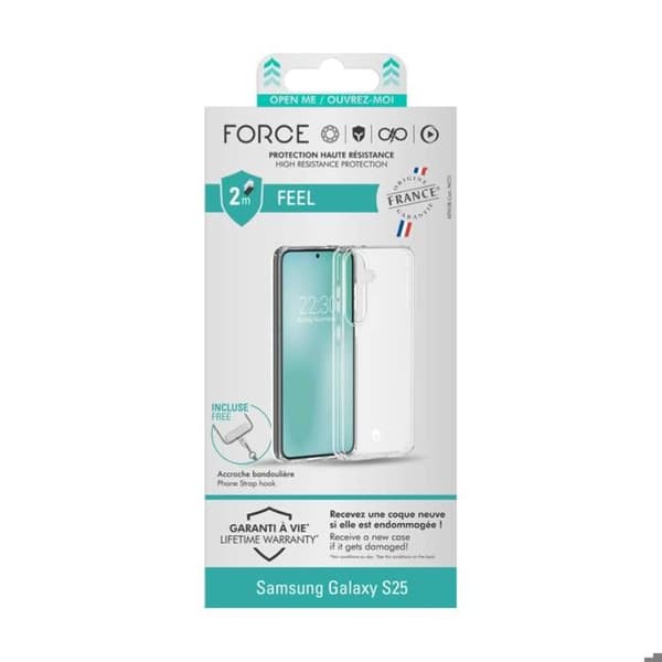 Baksida för Samsung Galaxy S25 Förstärkt 2m Force Case Transparent
