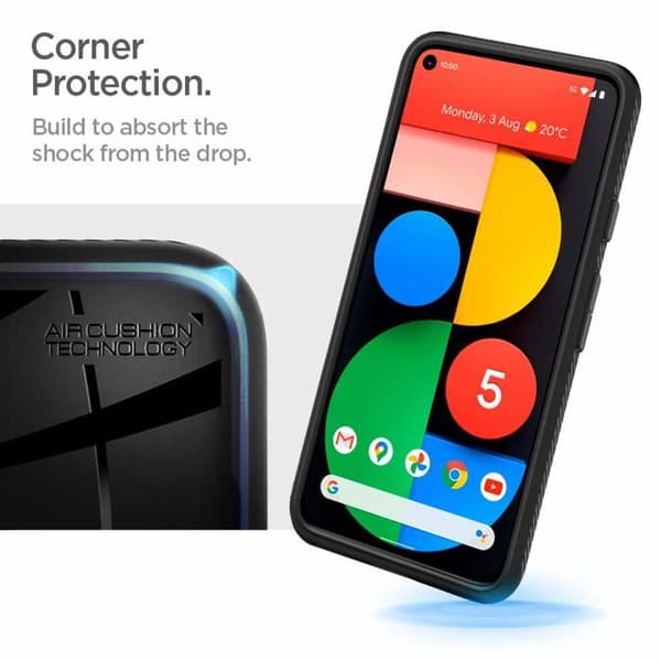 Telefonfodral - Spigen-telefonbumper - ACS01896 - Liquid Air-fodral kompatibelt med Pixel 5 - Svart