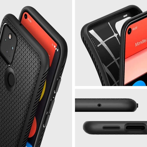 Telefonfodral - Spigen-telefonbumper - ACS01896 - Liquid Air-fodral kompatibelt med Pixel 5 - Svart
