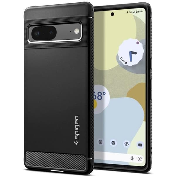 Fodral - SPIGEN - Robust rustning - Google Pixel 7 - Svart - Silikon - Optimalt skydd