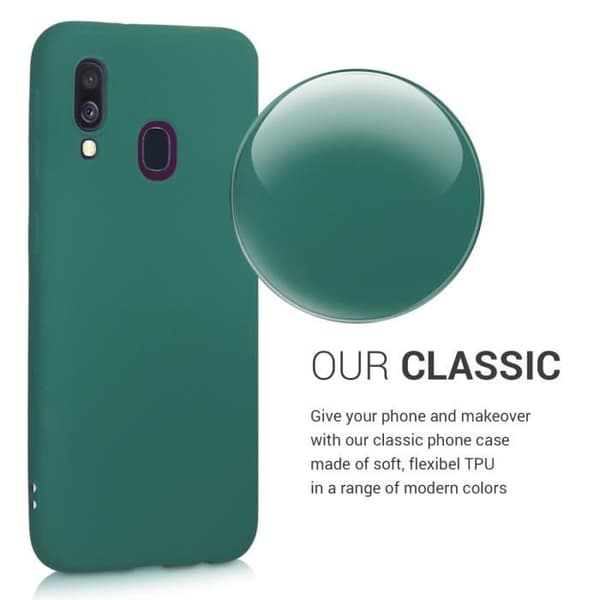 Telefonfodral - kwmobile - Samsung Galaxy A40 - TPU - Mjuk - Mörkgrön