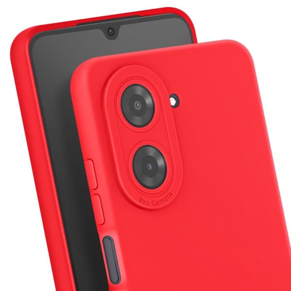 Skyddande silikonetui för Xiaomi Redmi A5 med slät yta och skydd för kamerablocket i röd färg