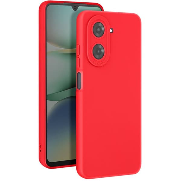 Skyddande silikonetui för Xiaomi Redmi A5 med slät yta och skydd för kamerablocket i röd färg