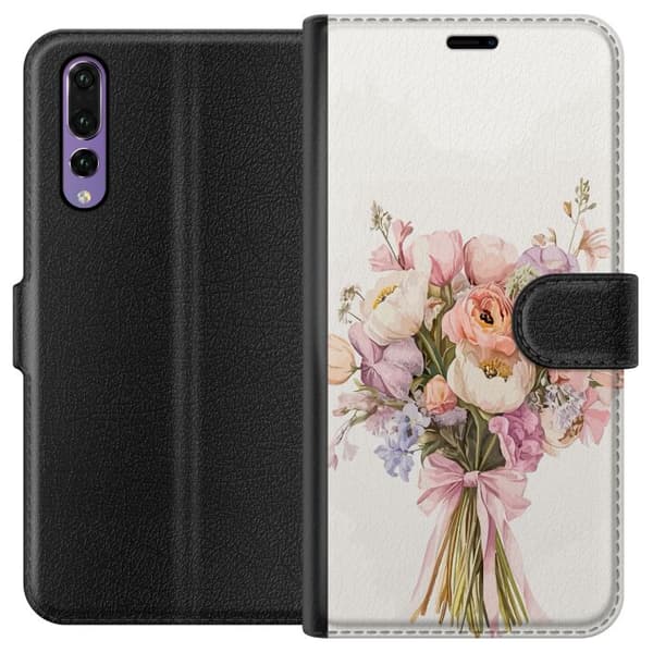 Huawei P20 Pro Lommeboketui Mobildeksel med fargerikt blomsterbukett i romantisk stil