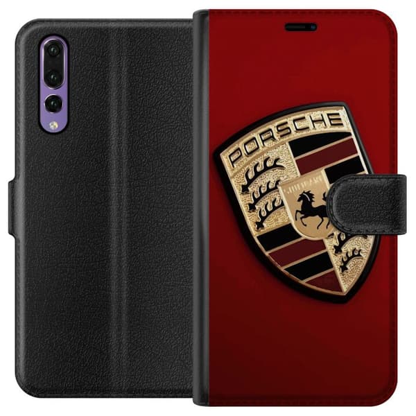 Huawei P20 Pro Plånboksfodral Mobilskal med stilren Porce logotyp i svartvitt