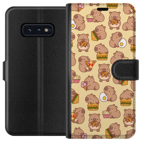 Samsung Galaxy S10e Plånboksfodral Kawaii capybara mobilskal med flera söta figurer