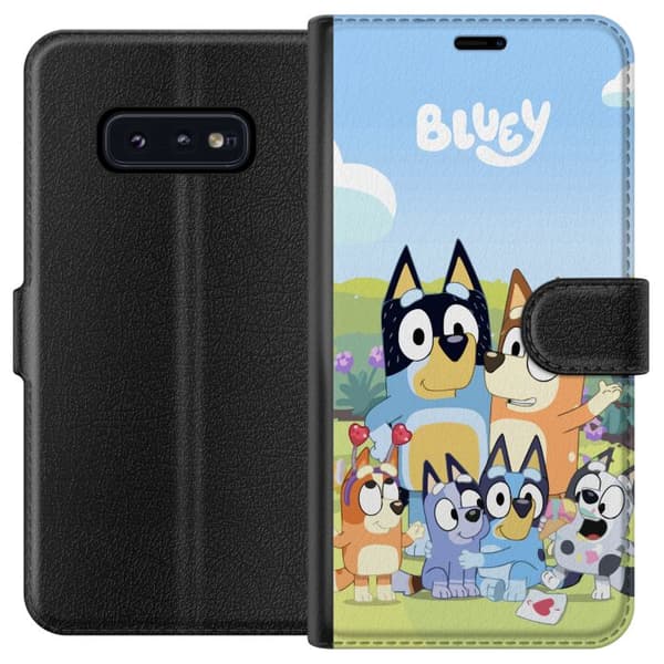 Samsung Galaxy S10e Plånboksfodral Bluey mobilskal med hela familjen i färgglad design