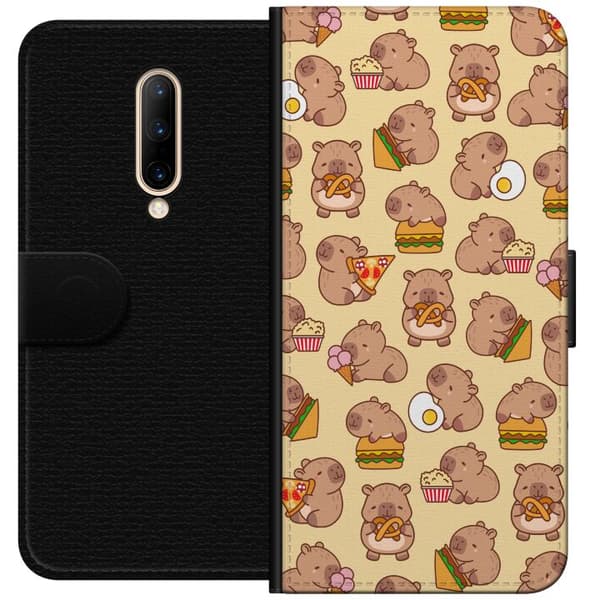 OnePlus 7 Pro Tegnebogsetui Kawaii capybara mobilcover med flere søde figurer