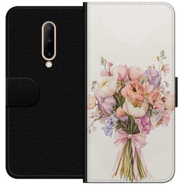 OnePlus 7 Pro Tegnebogsetui Mobilcover med farverig blomsterbuket i romantisk stil