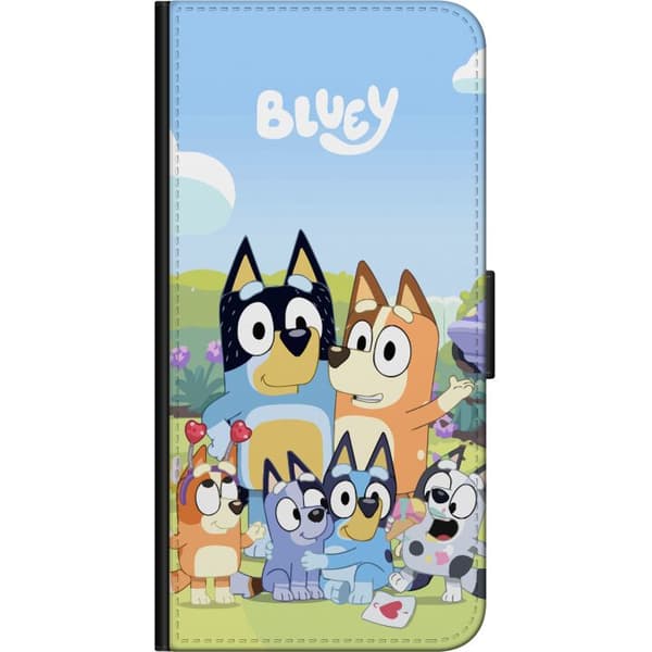 OnePlus 7 Pro Tegnebogsetui Bluey mobilcover med hele familien i farverigt design