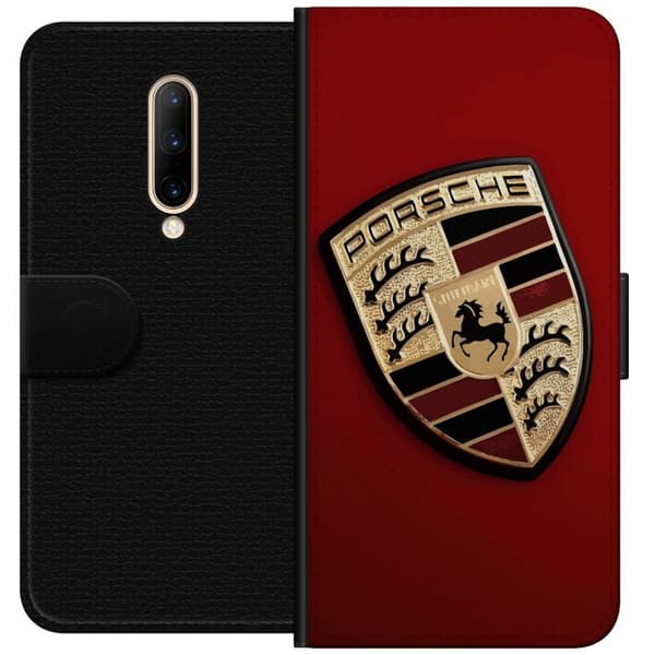 OnePlus 7 Pro Tegnebogsetui Mobil etui med stilfuld Porce-logo i sort og hvid