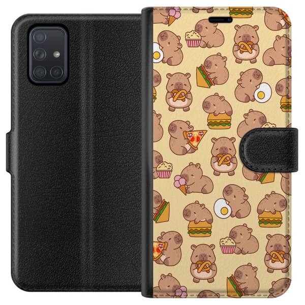 Samsung Galaxy A71 Tegnebogsetui Kawaii capybara mobilcover med flere søde figurer
