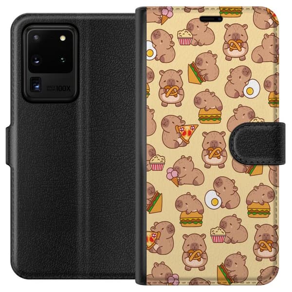 Samsung Galaxy S20 Ultra Lommeboketui Kawaii capybara mobildeksel med flere søte figurer
