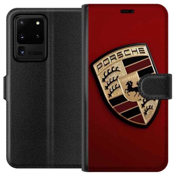 Samsung Galaxy S20 Ultra Lommeboketui Mobilt deksel med stilig Porce-logo i svart og hvitt