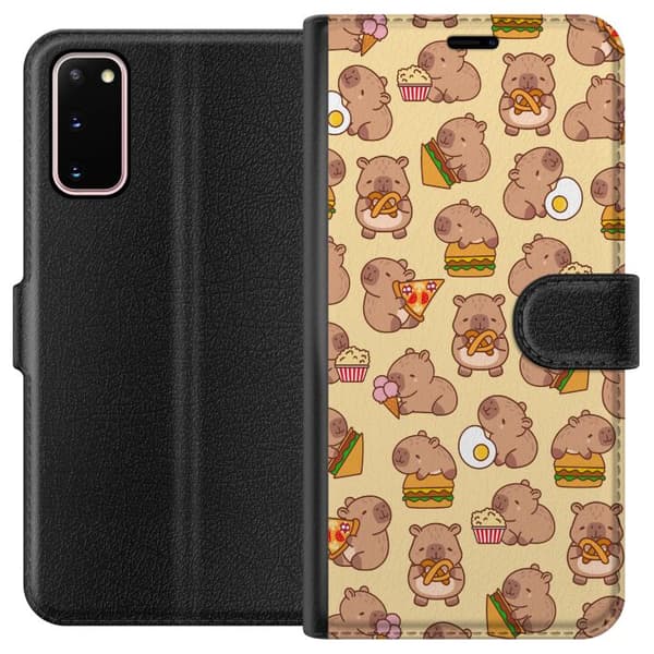 Samsung Galaxy S20 Tegnebogsetui Kawaii capybara mobilcover med flere søde figurer