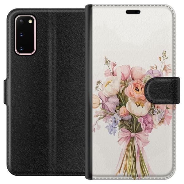 Samsung Galaxy S20 Plånboksfodral Mobilskal med färgglad blombukett i romantisk stil