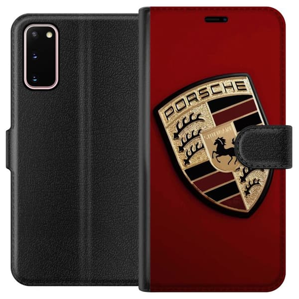 Samsung Galaxy S20 Tegnebogsetui Mobil etui med stilfuld Porce-logo i sort og hvid