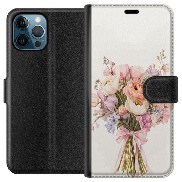 Apple iPhone 12 Pro Max Plånboksfodral Mobilskal med färgglad blombukett i romantisk stil