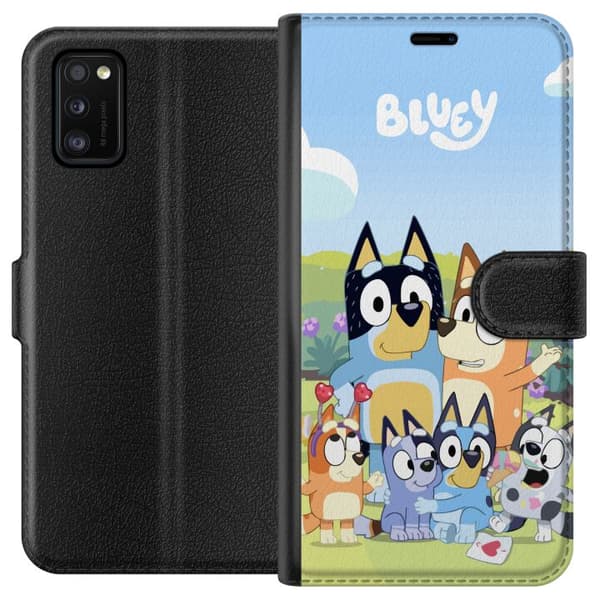 Samsung Galaxy A41 Plånboksfodral Bluey mobilskal med hela familjen i färgglad design