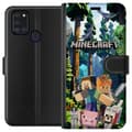 Pikkukuva 1 / 3: Samsung Galaxy A21s Lompakkokotelo Minecraft-matkapuhelinkotelo metsällä ja pikselityylisillä hahmoilla
