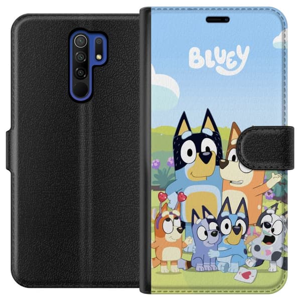 Xiaomi Redmi 9 Lompakkokotelo Bluey puhelinkotelo koko perheen kanssa värikkäässä suunnittelussa