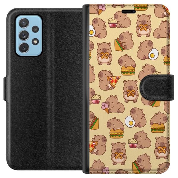 Samsung Galaxy A52 5G Lommeboketui Kawaii capybara mobildeksel med flere søte figurer