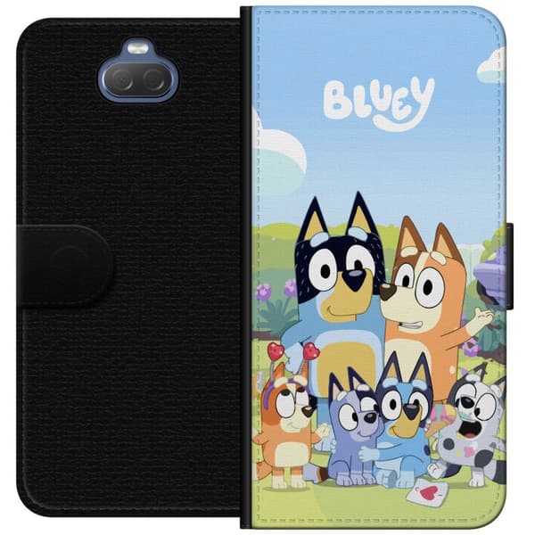 Sony Xperia 10 Plånboksfodral Bluey mobilskal med hela familjen i färgglad design