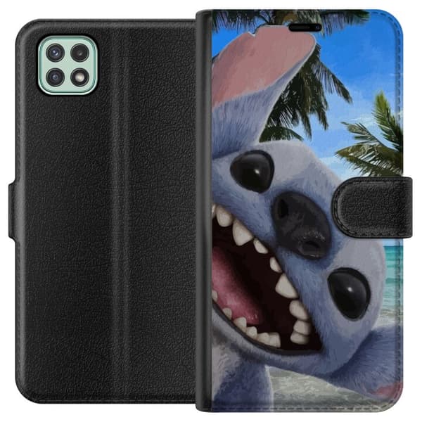 Samsung Galaxy A22 5G Plånboksfodral Stitch mobilskal med Palmer i söt vänskapsdesign