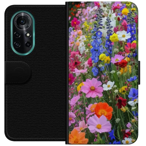 Huawei nova 8 Pro Plånboksfodral Blommigt mobilskal med somrig äng och naturmotiv