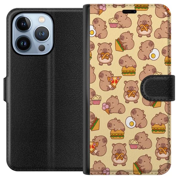 Apple iPhone 13 Pro Plånboksfodral Kawaii capybara mobilskal med flera söta figurer