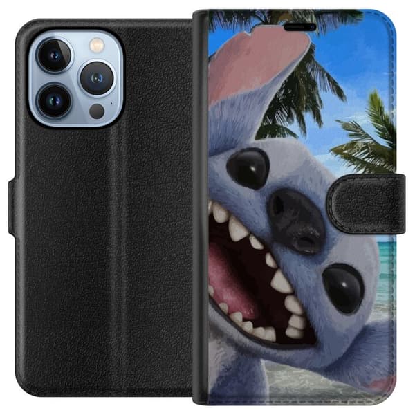 Apple iPhone 13 Pro Tegnebogsetui Stitch-telefonetaske med palmer i sødt venskabsdesign.