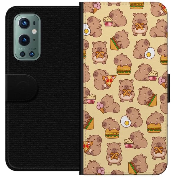 OnePlus 9 Pro Tegnebogsetui Kawaii capybara mobilcover med flere søde figurer