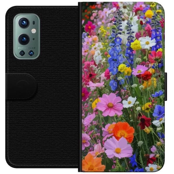OnePlus 9 Pro Lompakkokotelo Kukkakuvioinen mobiilikuori kesäisellä niityllä ja luontomaisemalla