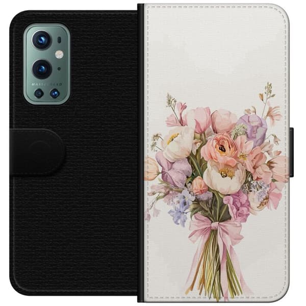 OnePlus 9 Pro Lompakkokotelo Kännykkäkuori värikkäällä kukkakimpulla romanttisessa tyylissä