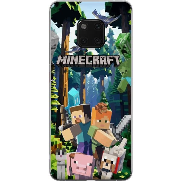 Huawei Mate 20 Pro Gjennomsiktig deksel Minecraft mobildeksel med skog og figurer i pikselstil