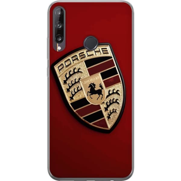Huawei P40 lite E Gennemsigtig cover Mobil etui med stilfuld Porce-logo i sort og hvid