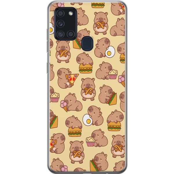Samsung Galaxy A21s Genomskinligt Skal Kawaii capybara mobilskal med flera söta figurer