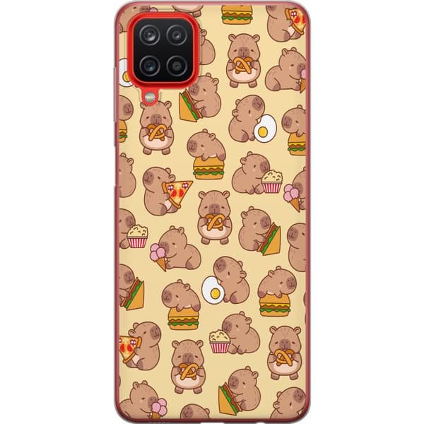 Samsung Galaxy A12 Gennemsigtig cover Kawaii capybara mobilcover med flere søde figurer