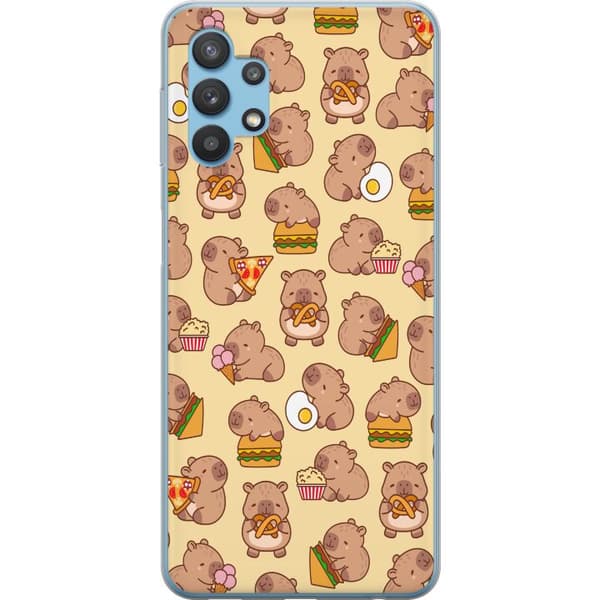 Samsung Galaxy A32 5G Gennemsigtig cover Kawaii capybara mobilcover med flere søde figurer