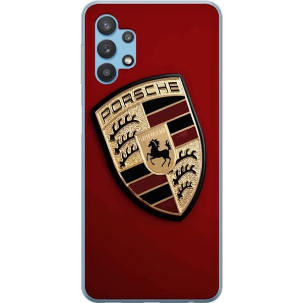 Samsung Galaxy A32 5G Gennemsigtig cover Mobil etui med stilfuld Porce-logo i sort og hvid