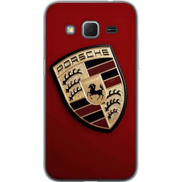 Samsung Galaxy Core Prime Gennemsigtig cover Mobil etui med stilfuld Porce-logo i sort og hvid