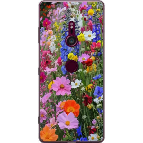 Sony Xperia XZ3 Gennemsigtig cover Blomstret mobilcover med sommerlig eng og naturmotiv