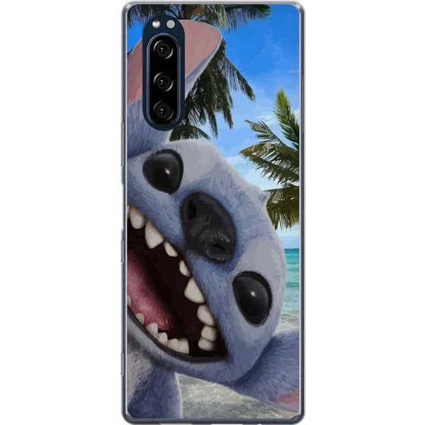 Sony Xperia 5 Gjennomsiktig deksel Stitch mobildeksel med palmer i søtt vennskapsdesign.