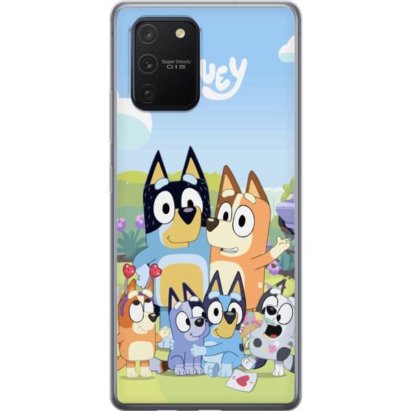 Samsung Galaxy S10 Lite Gennemsigtig cover Bluey mobilcover med hele familien i farverigt design