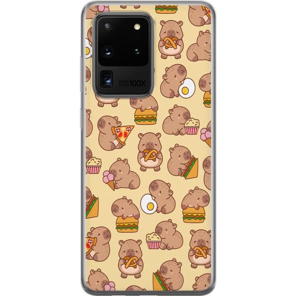 Samsung Galaxy S20 Ultra Gjennomsiktig deksel Kawaii capybara mobildeksel med flere søte figurer