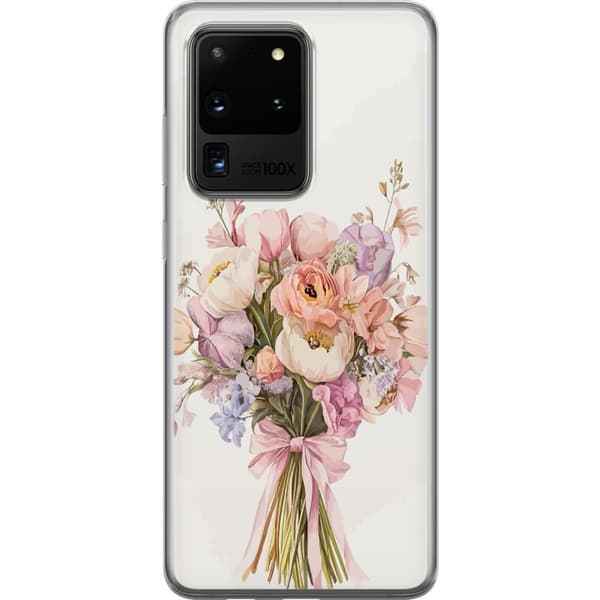 Samsung Galaxy S20 Ultra Gjennomsiktig deksel Mobildeksel med fargerikt blomsterbukett i romantisk stil