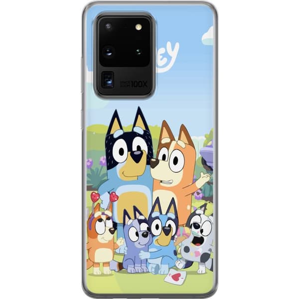 Samsung Galaxy S20 Ultra Gjennomsiktig deksel Bluey mobildeksel med hele familien i fargerikt design
